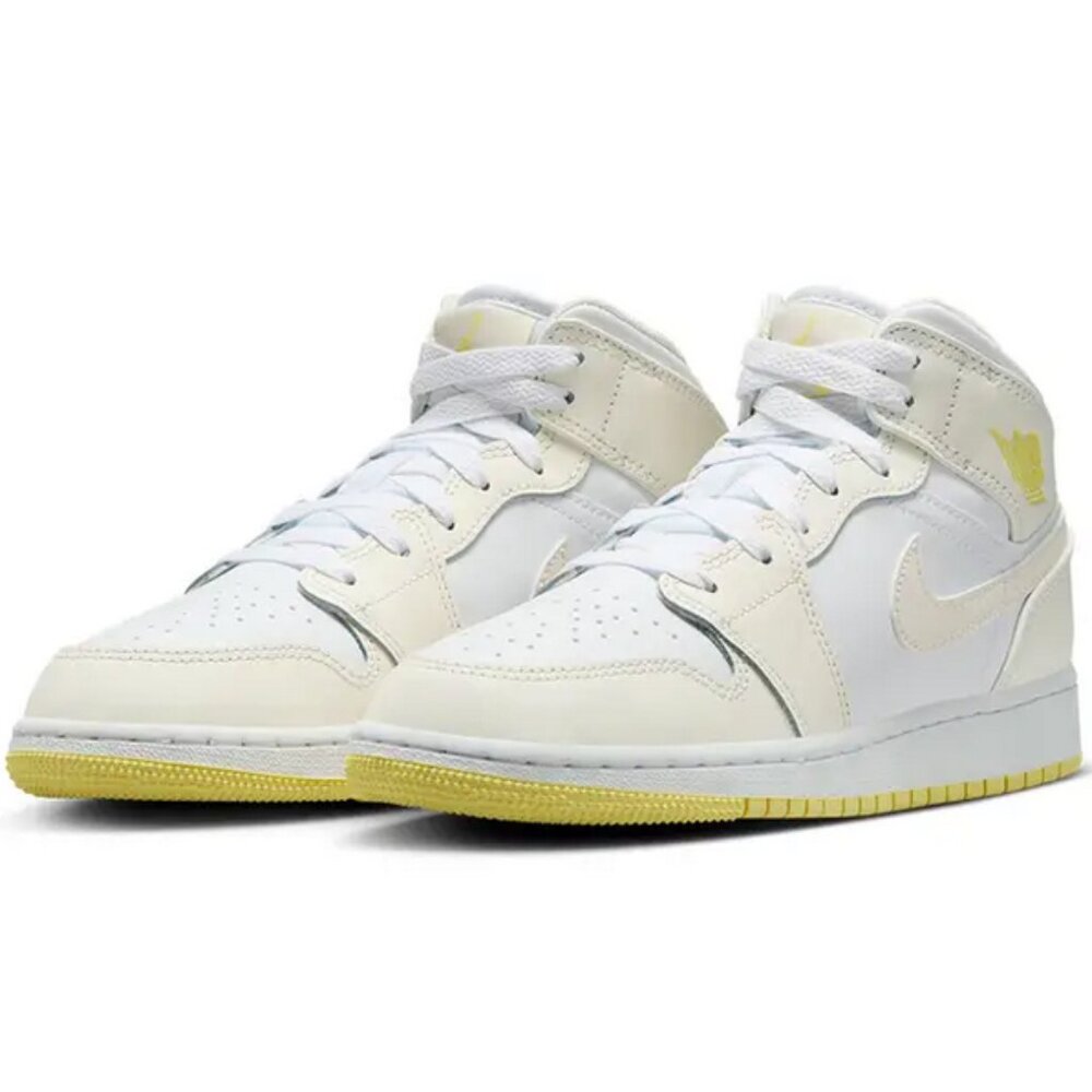 NIKE Youth Air Jordan 1 Mid Sneaker Size US 6.5Y In Sail/Light Laser Orange